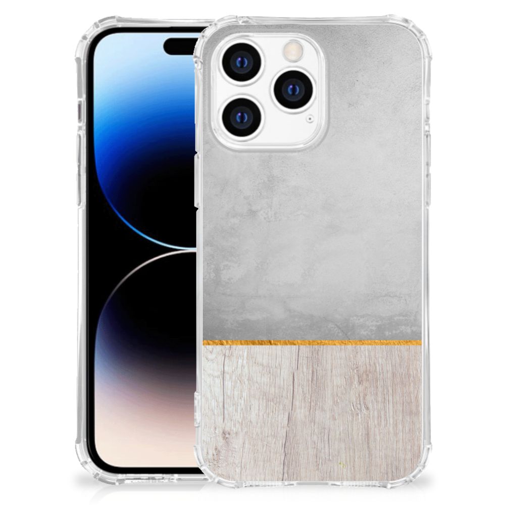 Apple iPhone 14 Pro Max Stevig Telefoonhoesje Wood Concrete B2C Telecom