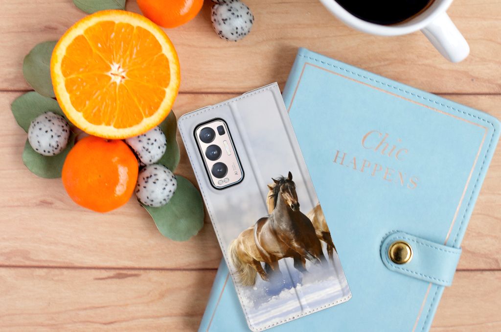 OPPO Find X3 Neo Hoesje maken Paarden met paardenprint op een smartphonehoesje.