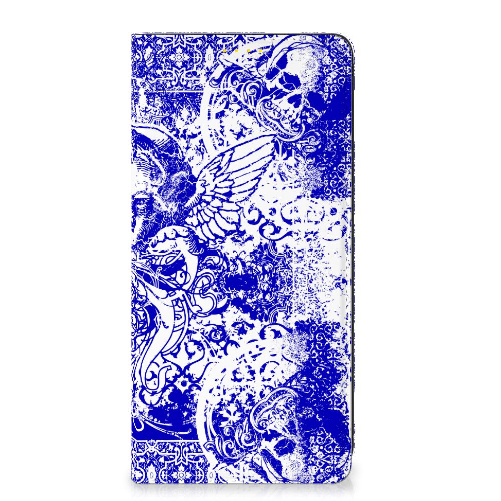 Mobiel BookCase Xiaomi Poco X3 Pro | Poco X3 Angel Skull Blauw - B2C Telecom
