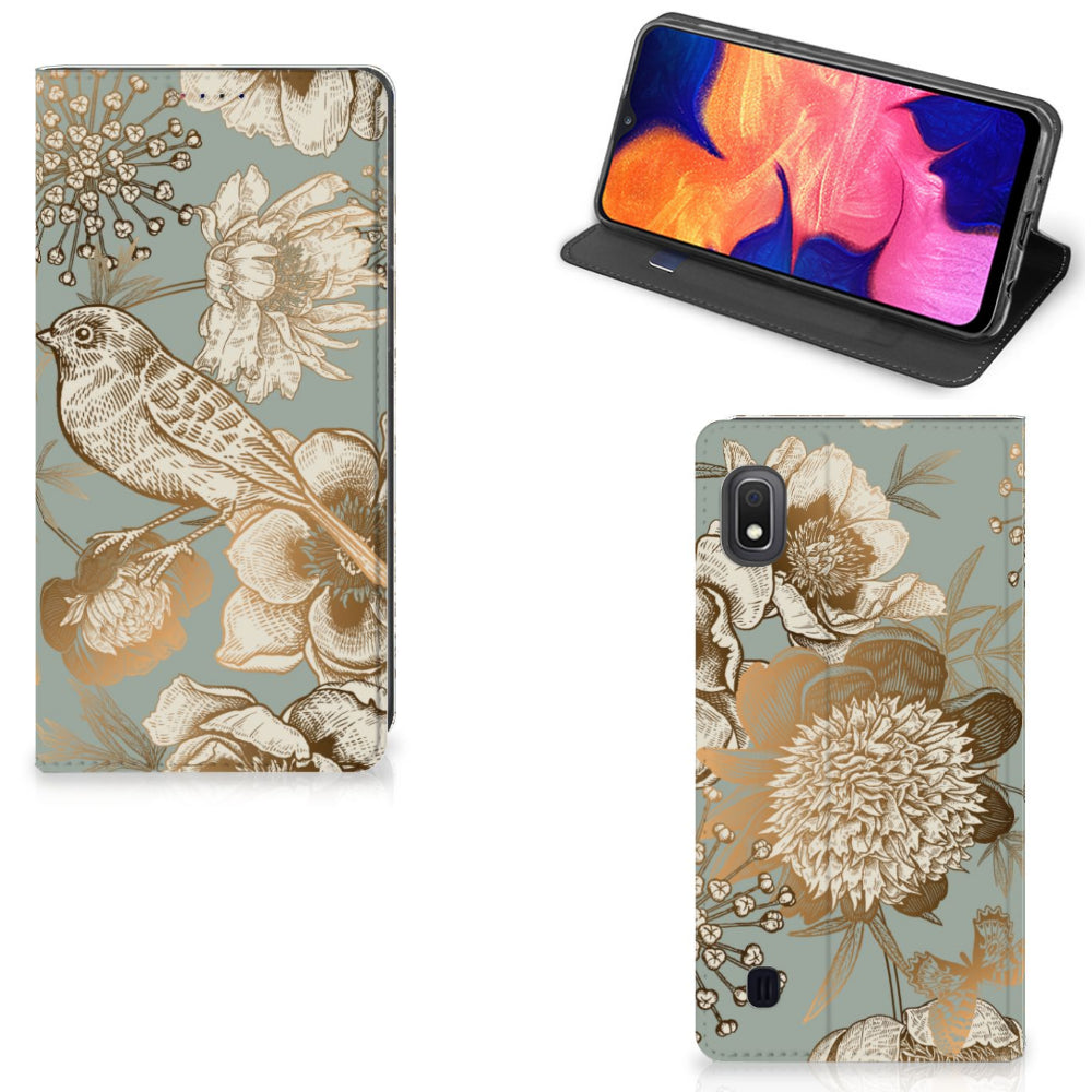 Smart Cover voor Samsung Galaxy A10 Vintage Bird Flowers