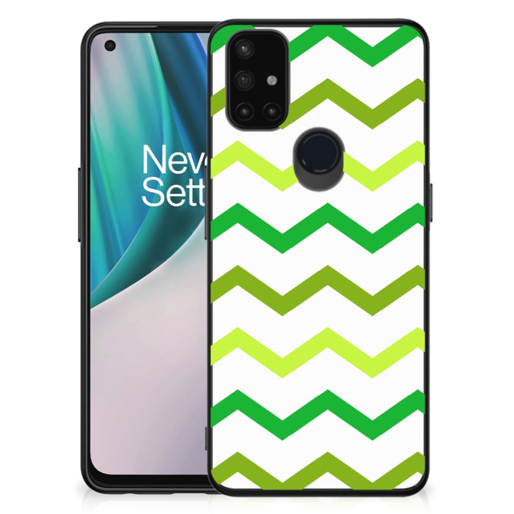 OnePlus Nord N10 5G Back Case Zigzag Groen