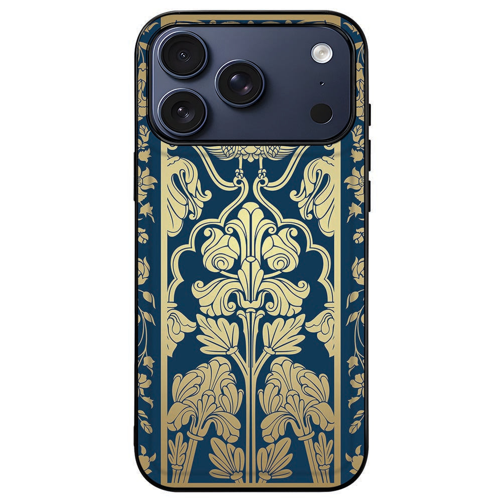 iPhone 18 Pro Max in de Beige Flowers back cover, aardetinten bloemen in zwart kader