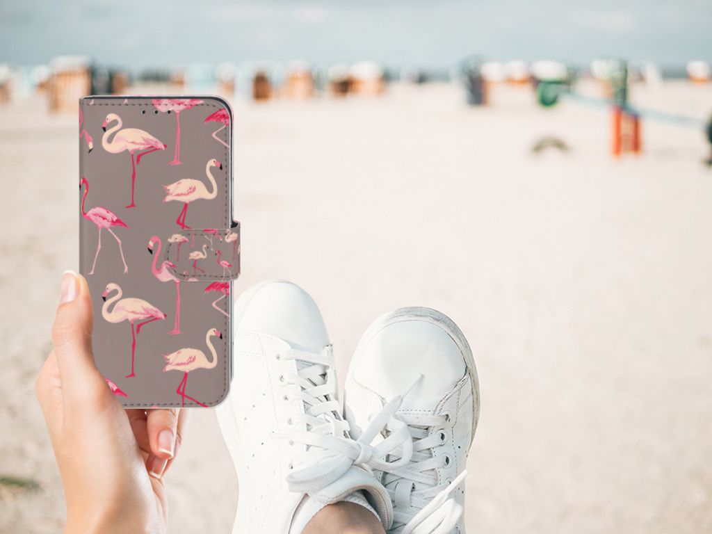 Samsung Galaxy M10 Telefoonhoesje met Pasjes Flamingo