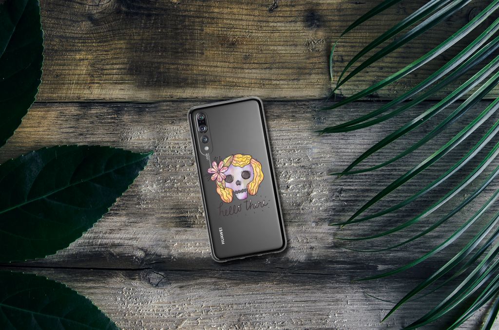 Silicone Back Case Huawei P20 Pro Boho Skull
