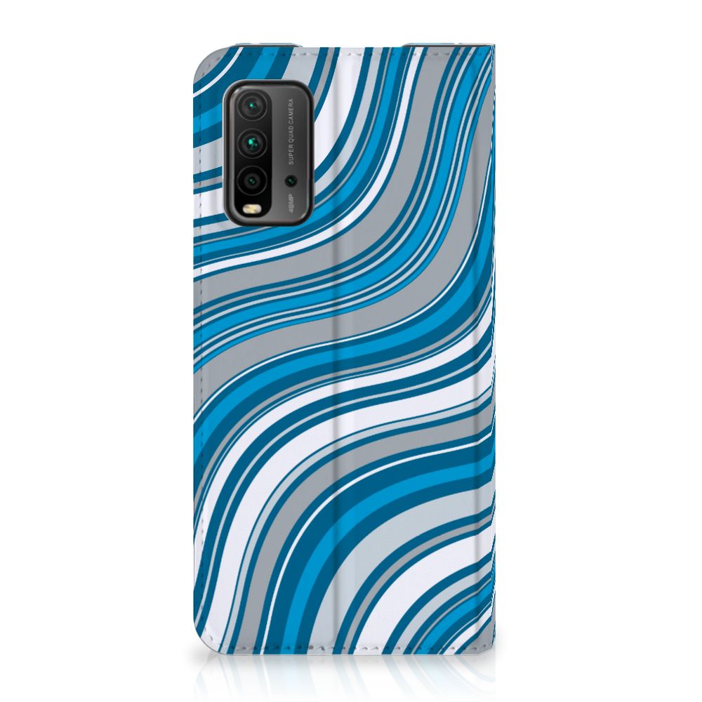 Xiaomi Poco M3 | Redmi 9T Hoesje met Magneet Waves Blue - B2C Telecom