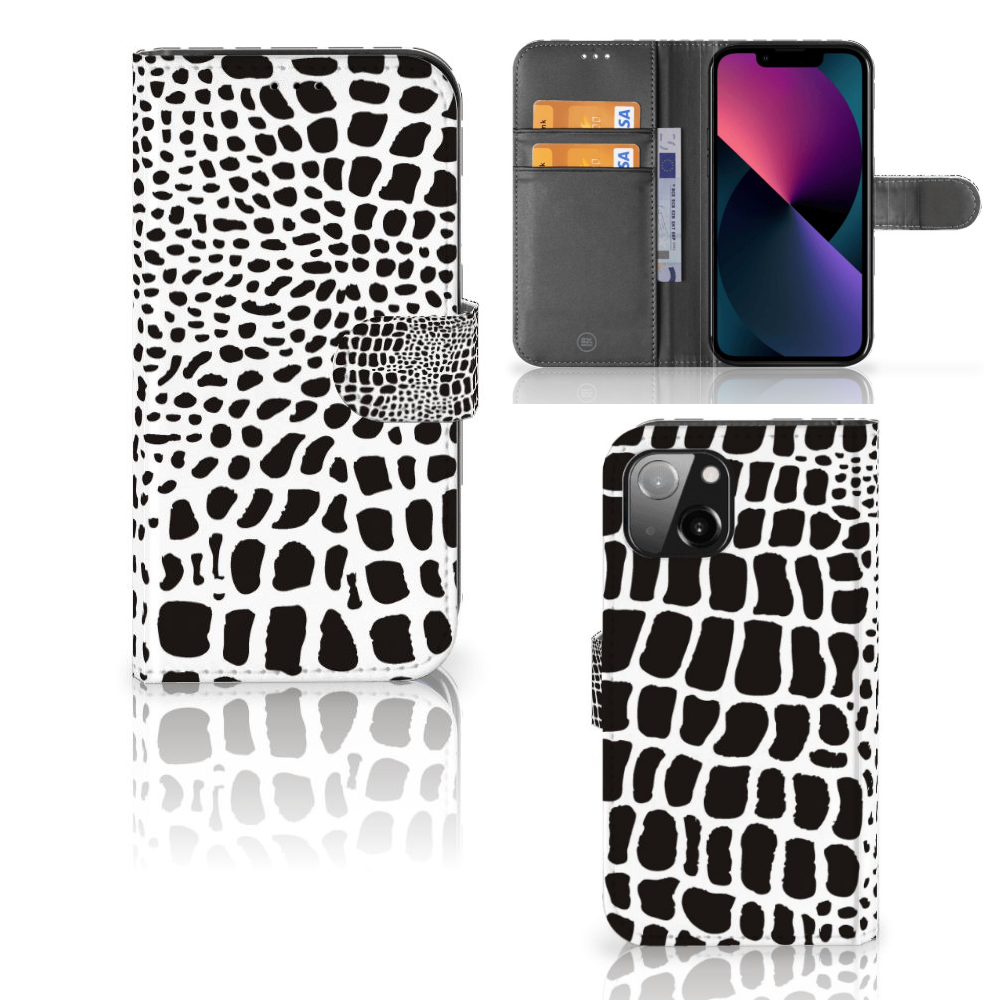 Apple iPhone 13 Telefoonhoesje met Pasjes Slangenprint