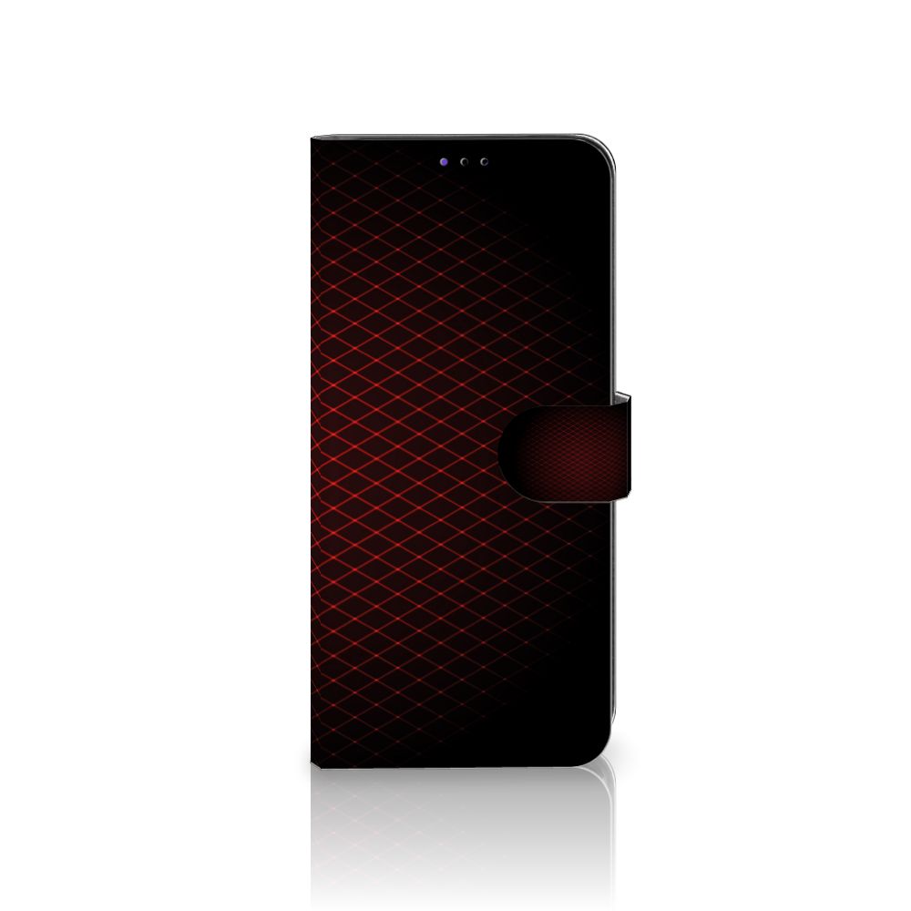 Samsung Galaxy A22 5G Telefoon Hoesje Geruit Rood met strak ontwerp en ruimte voor 3 pasjes.