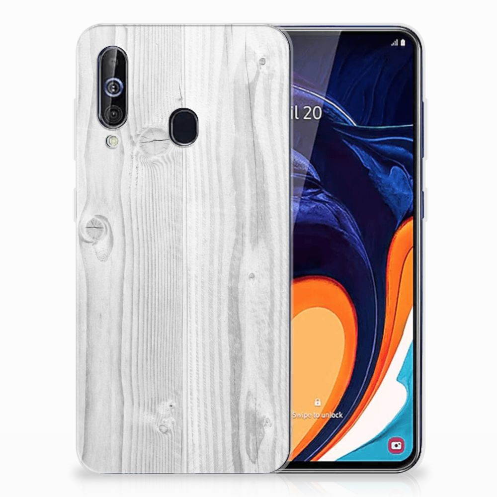 Samsung Galaxy A60 Bumper Hoesje White Wood