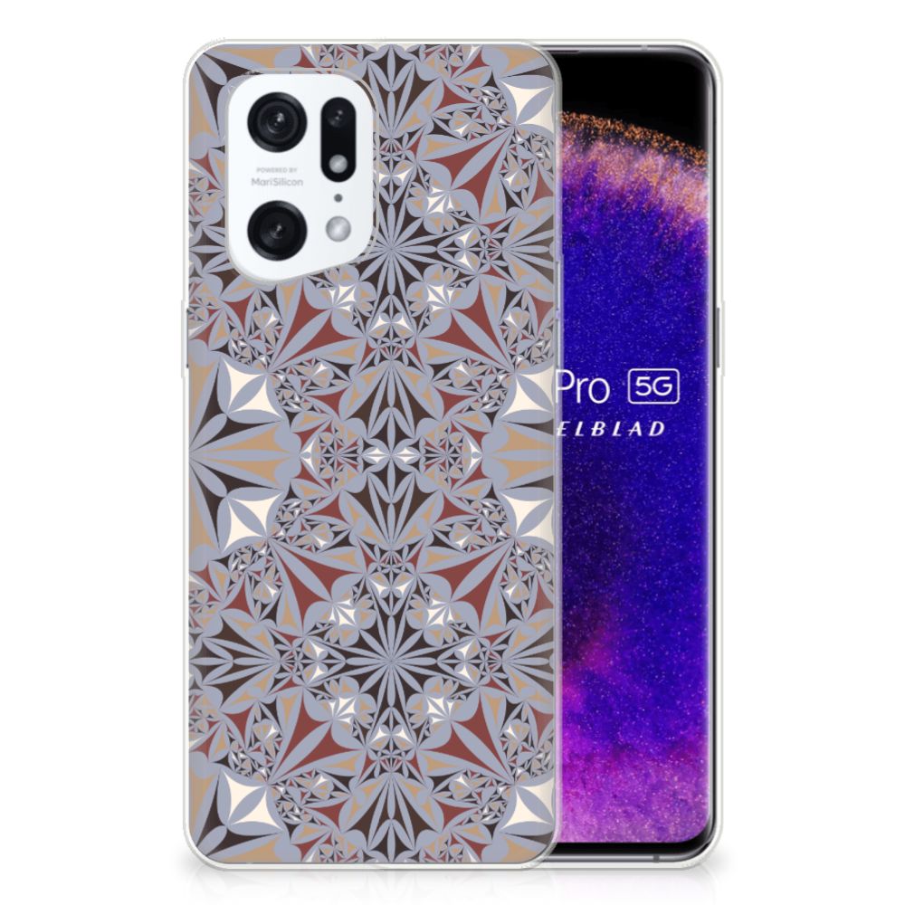 OPPO Find X5 Pro TPU Siliconen Hoesje Flower Tiles