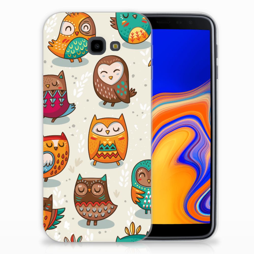 Samsung Galaxy J4 Plus (2018) TPU Hoesje Vrolijke Uilen