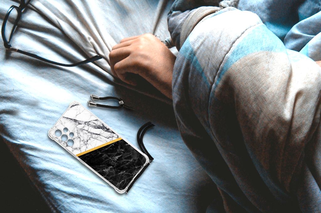 Samsung Galaxy A13 4G Anti-Shock Hoesje Marmer Wit Zwart - Origineel Cadeau Man B2C Telecom