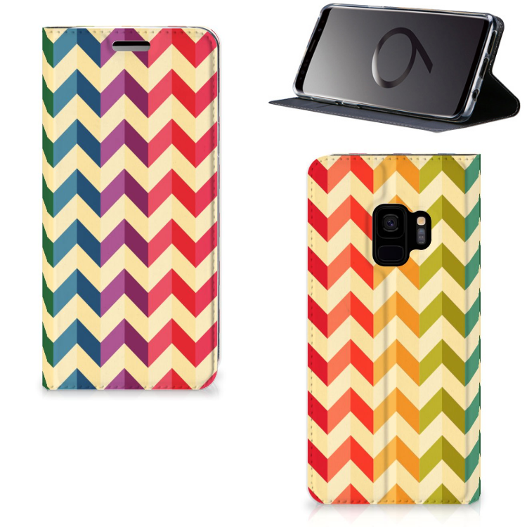 Samsung Galaxy S9 Hoesje met Magneet Zigzag Multi Color