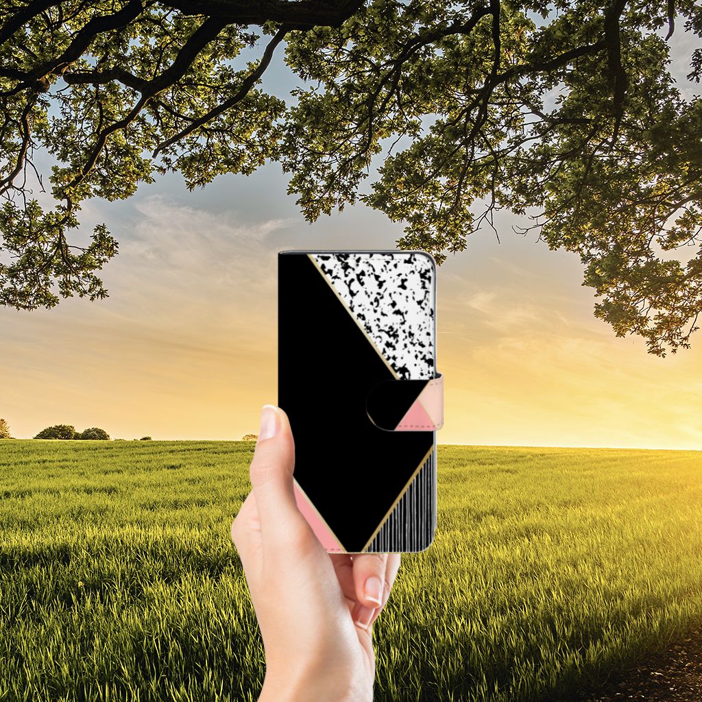 Xiaomi Mi Mix 2s Book Case Zwart Roze Vormen