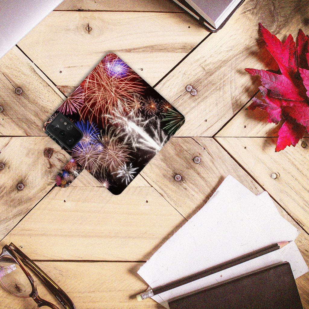 Samsung Galaxy S21 Ultra Wallet Case met Pasjes Vuurwerk