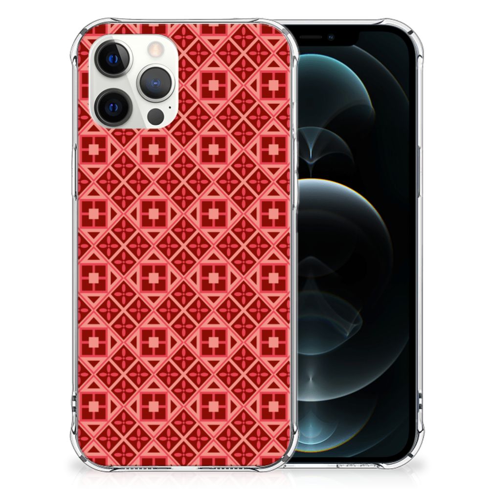 iPhone 12 Pro Max Doorzichtige Silicone Hoesje Batik Rood B2C Telecom