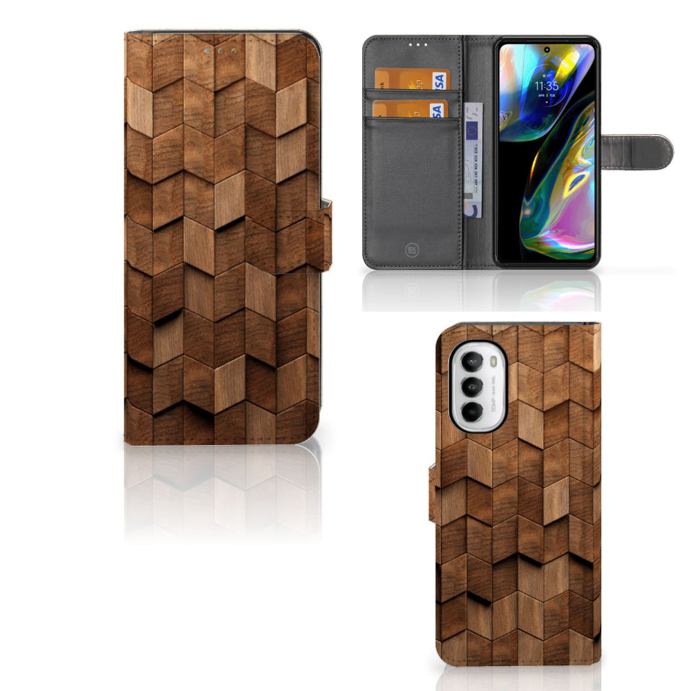 Book Style Case voor Motorola Moto G52 | Moto G82 Wooden Cubes