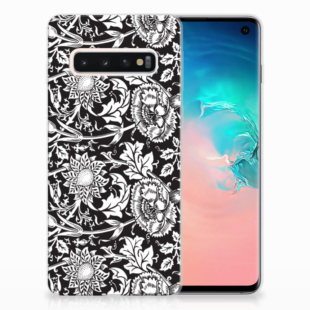 Samsung Galaxy S10 TPU Case Black Flowers