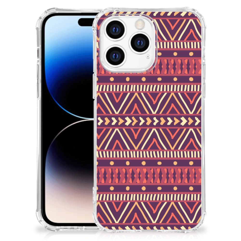Apple iPhone 14 Pro Max Doorzichtige Silicone Hoesje Aztec Paars B2C Telecom