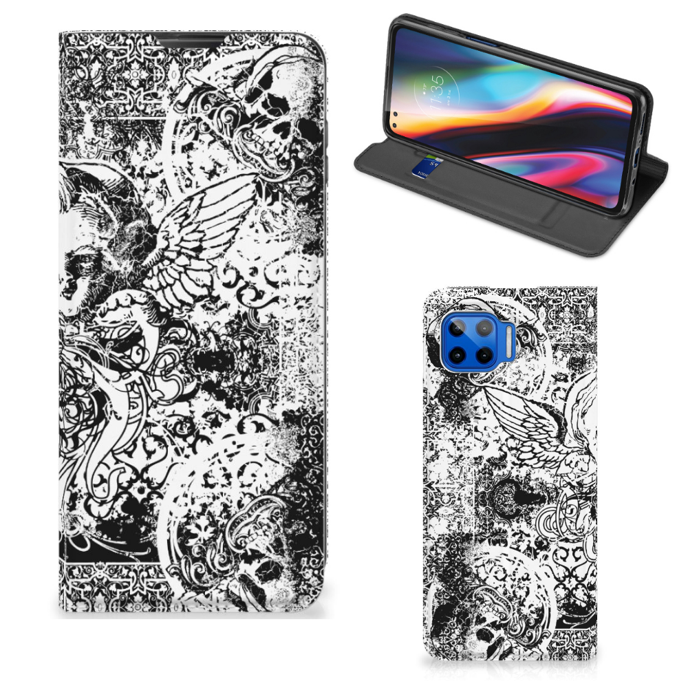 Mobiel BookCase Motorola Moto G 5G Plus Skulls Angel - B2C Telecom