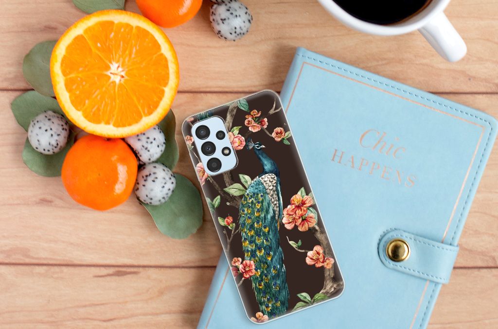 Samsung Galaxy A13 4G TPU Hoesje Pauw met Bloemen B2C Telecom