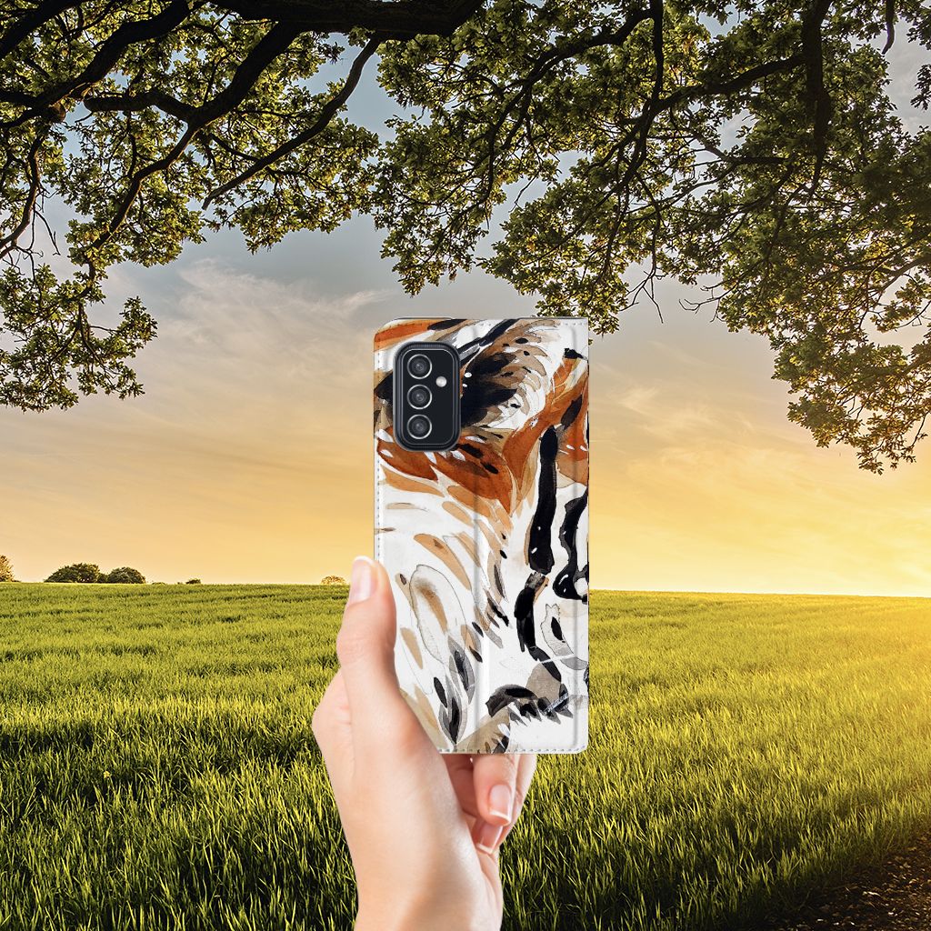 Bookcase Samsung Galaxy M52 Watercolor Tiger - B2C Telecom