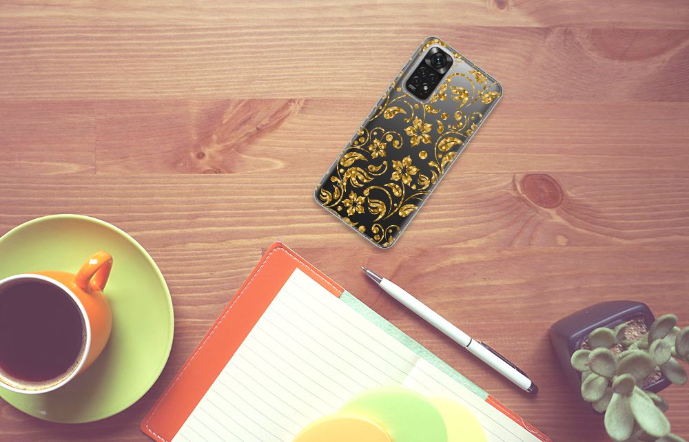 Xiaomi Redmi 10 | Redmi Note 11 4G TPU Case Gouden Bloemen