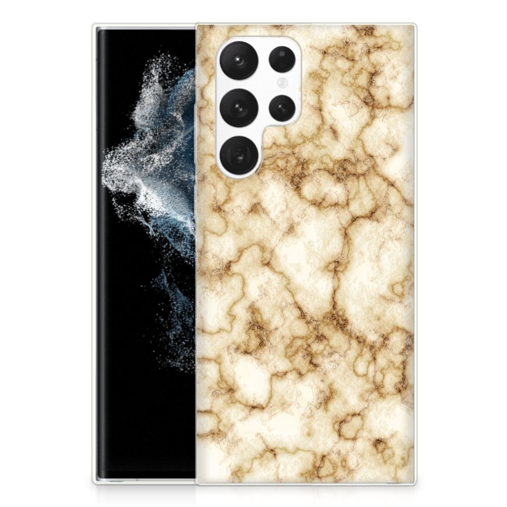 Samsung Galaxy S22 Ultra TPU Siliconen Hoesje Marmer Goud B2C Telecom