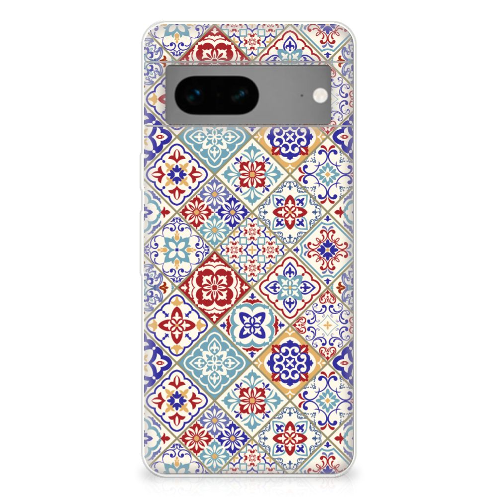 Google Pixel 7 TPU Siliconen Hoesje Tiles Color