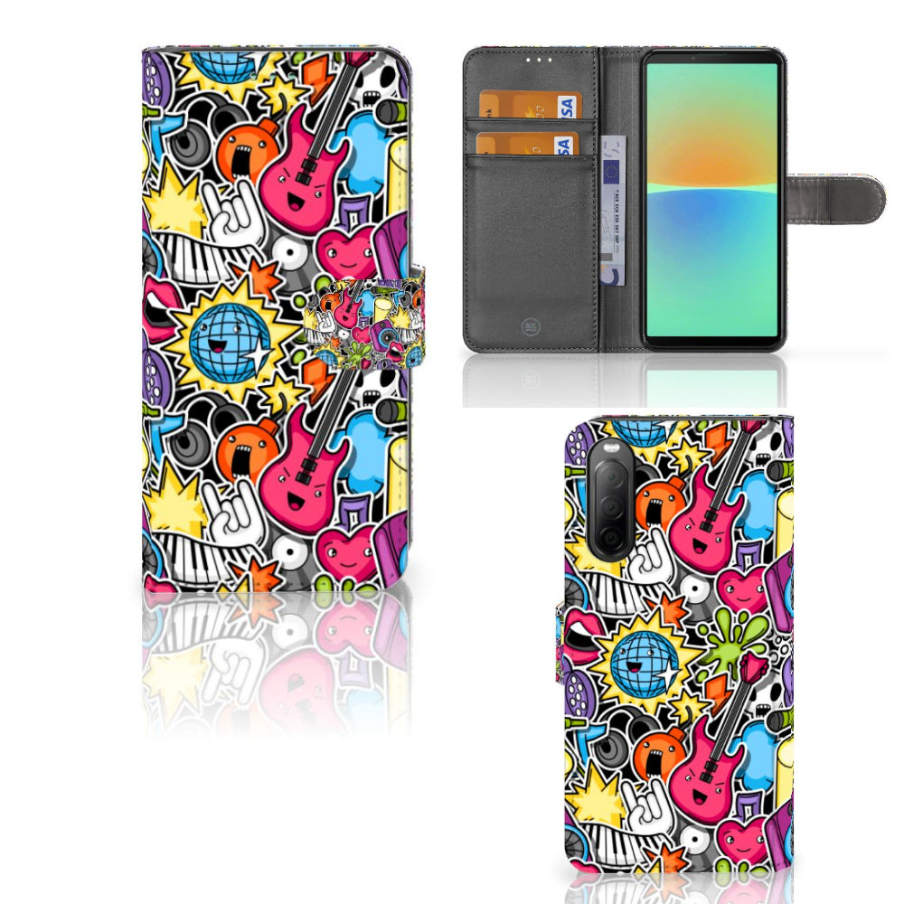 Sony Xperia 10 IV Wallet Case met Pasjes Punk Rock