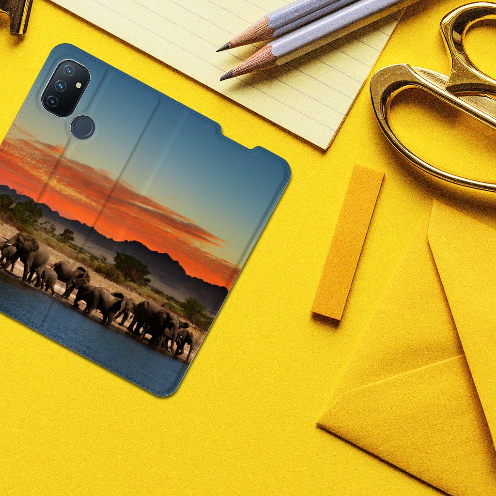 OnePlus Nord N100 Hoesje maken Olifanten - B2C Telecom