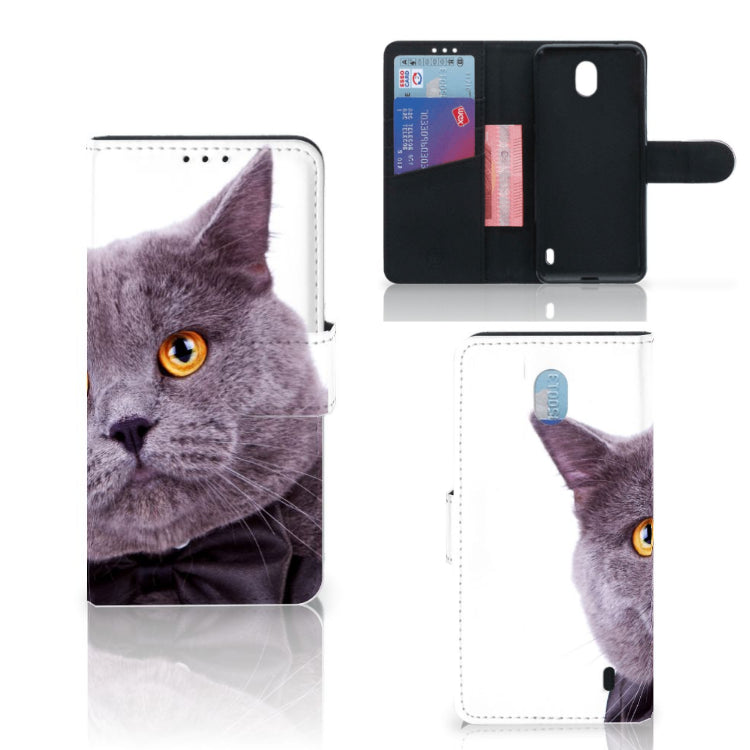 Nokia 1 Plus Telefoonhoesje met Pasjes Kat