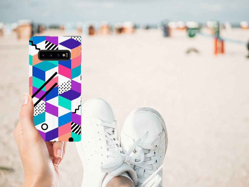 Samsung Galaxy S10 Stand Case Blokken Kleurrijk