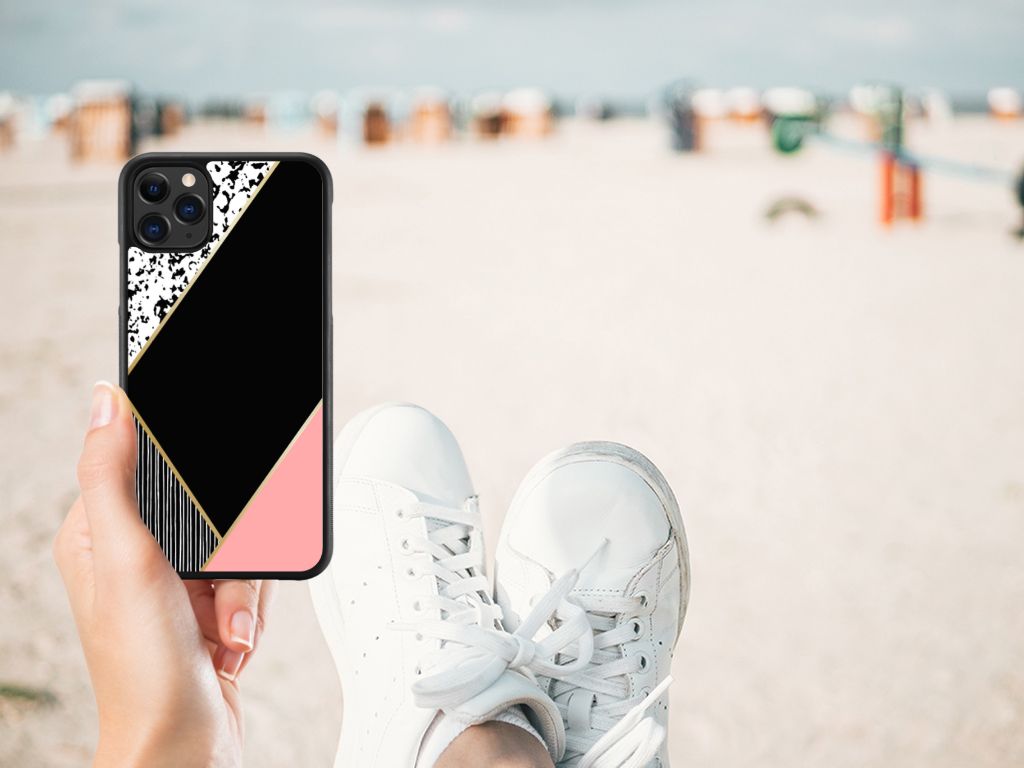 Apple iPhone 11 Pro Max Grip Case Zwart Roze Vormen B2C Telecom