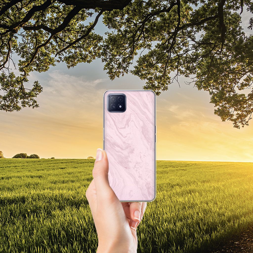 OPPO A53 5G | OPPO A73 5G TPU Siliconen Hoesje Marble Pink - Origineel Cadeau Vriendin