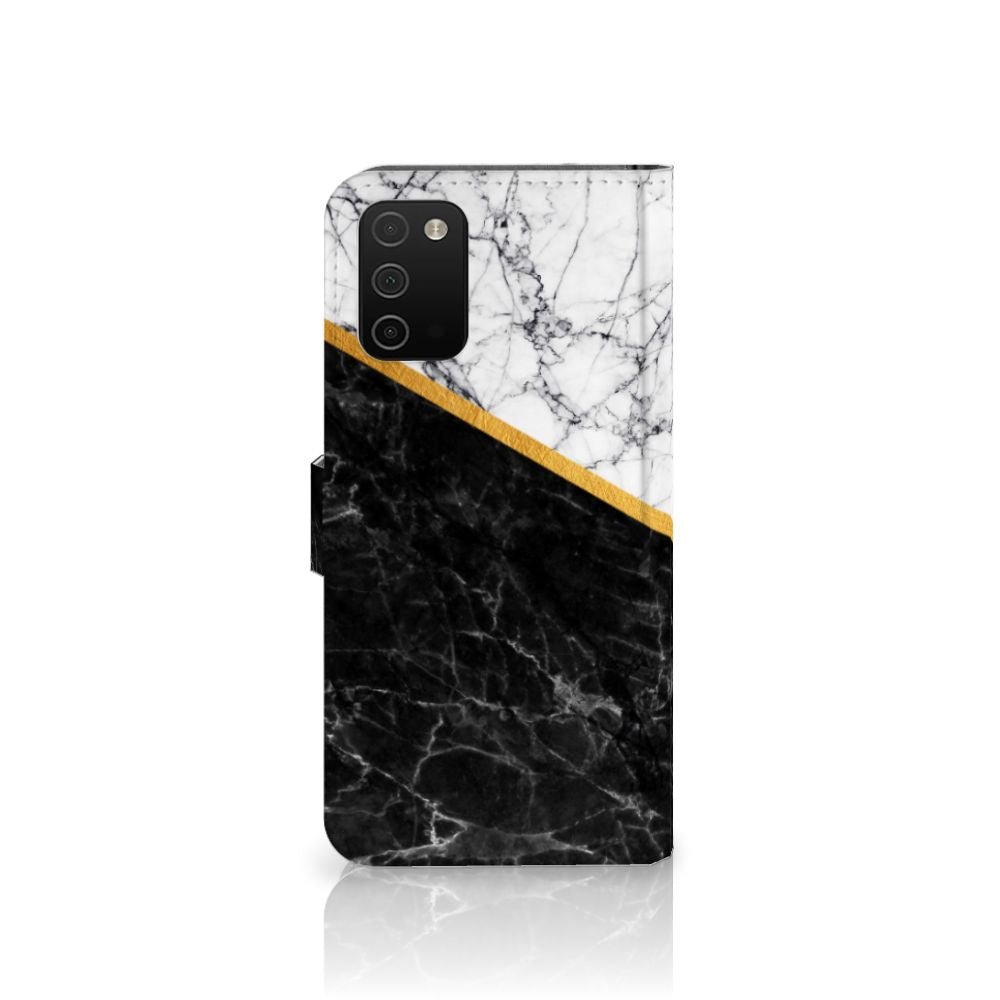 Samsung Galaxy A03s Bookcase Marmer Wit Zwart - Origineel Cadeau Man