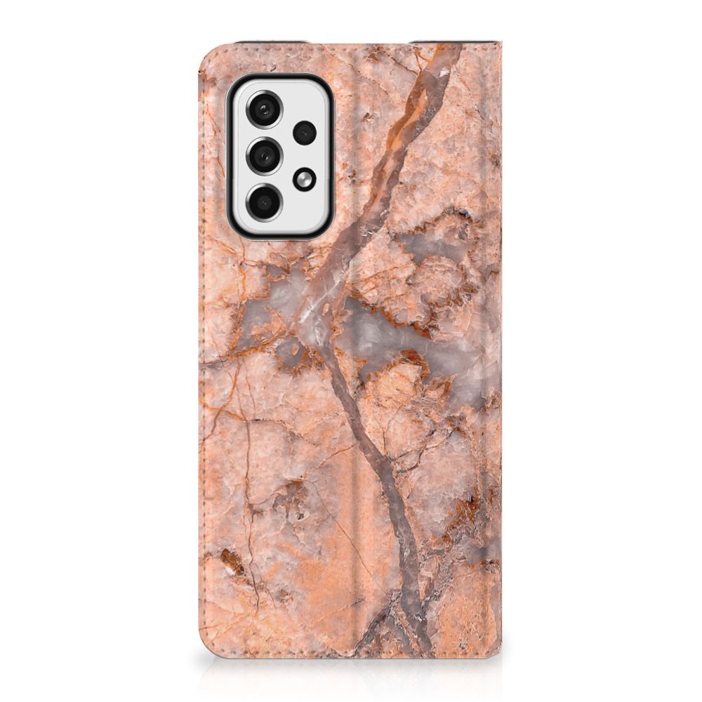 Samsung Galaxy A73 Standcase Marmer Oranje - B2C Telecom