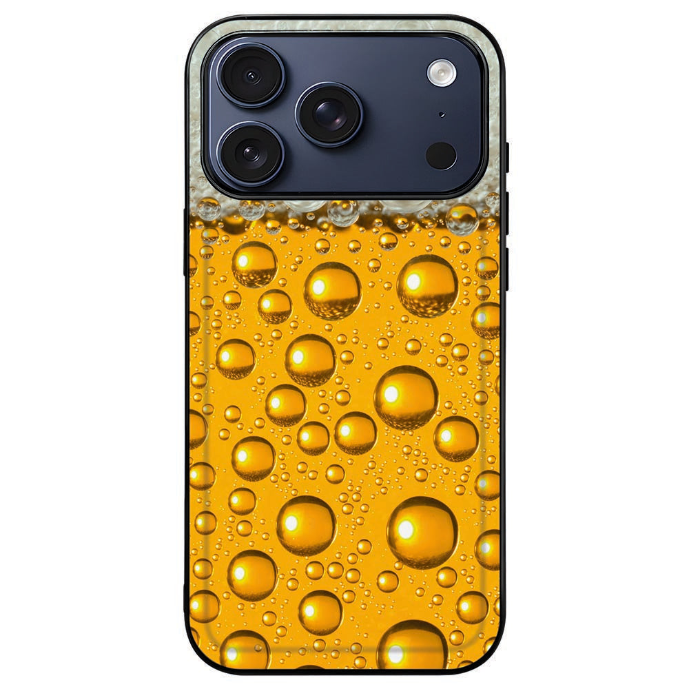 iPhone 18 Pro Max in het Bier hoesje met de gele print achterop en vrij camera-eiland