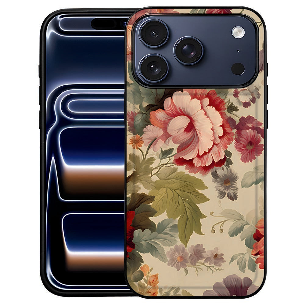 Bloemen Back Cover hoesje voor iPhone 18 Pro Max met roze bloemenprint op kunstleer