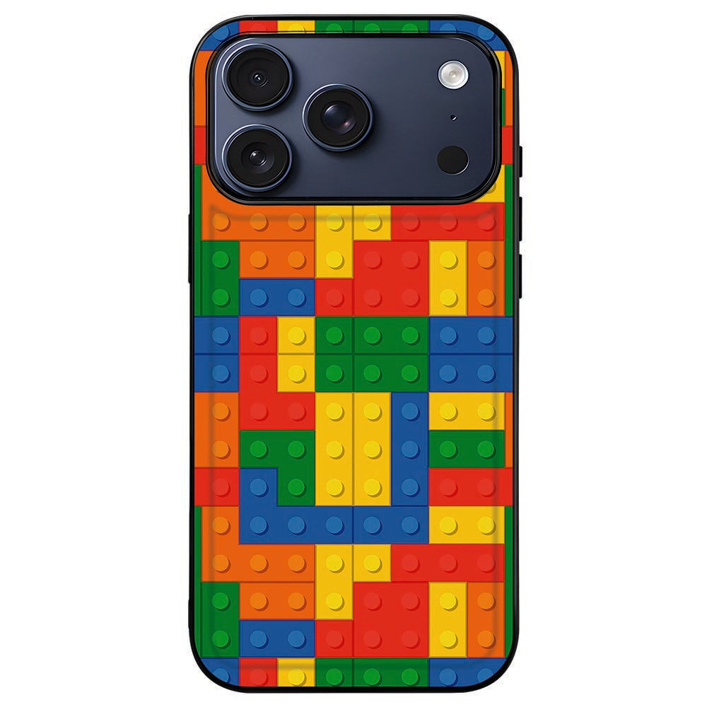iPhone 18 Pro Max in de Blokken back cover, kleurvlakken omlijst door zwart TPU