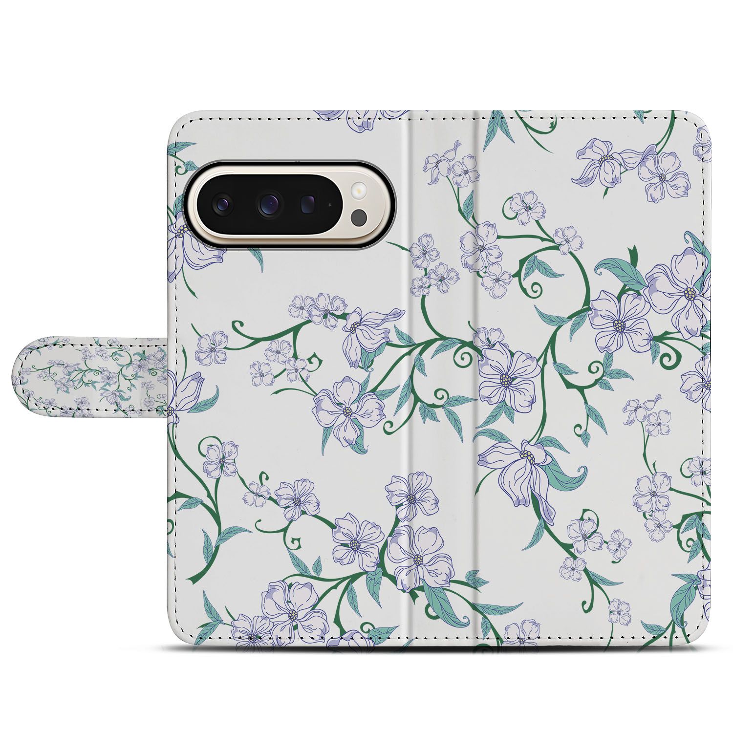 Blossom White Google Pixel 10 | 10 Pro Telefoonhoesje Book Case bloemenmotief zijaanzicht