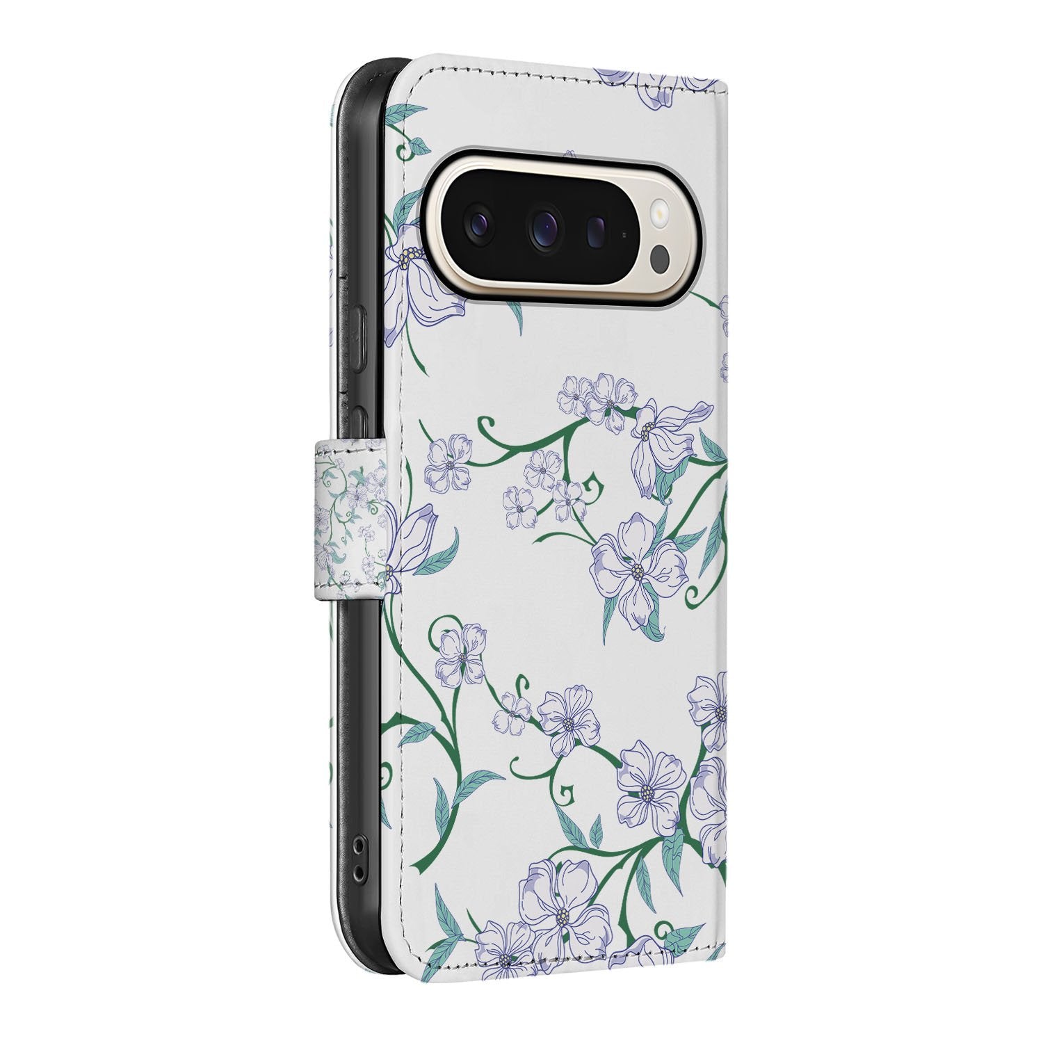 Blossom White Google Pixel 10 | 10 Pro Telefoonhoesje Book Case bloemenmotief zijkant