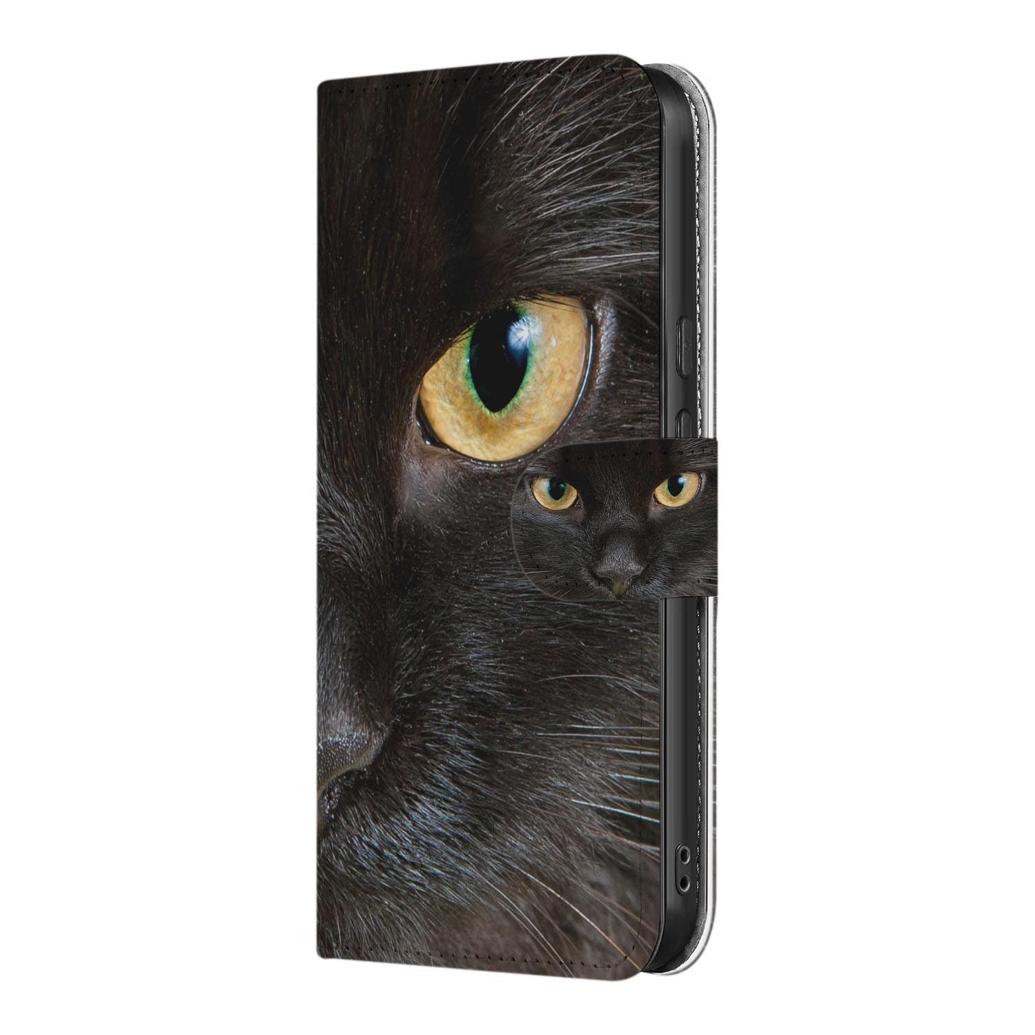 Zwarte Kat wallet hoesje voor Google Pixel 10a met pasjeshouder