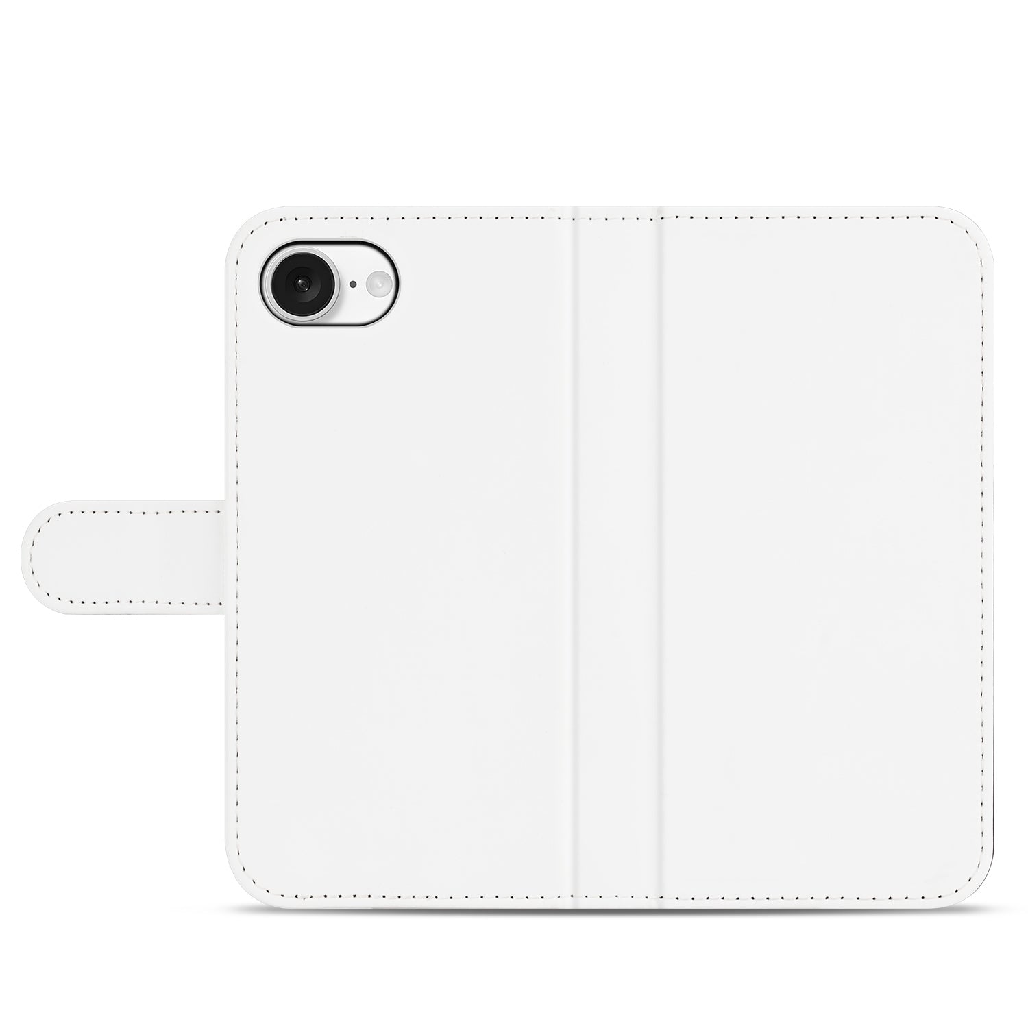 iPhone 16e Book Case – PU Leer met wit kunstleer design aan de achterkant