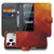 Bookcase Polygon Red voor iPhone 18 Pro, open en dicht naast elkaar met rood-geel vlakkenpatroon