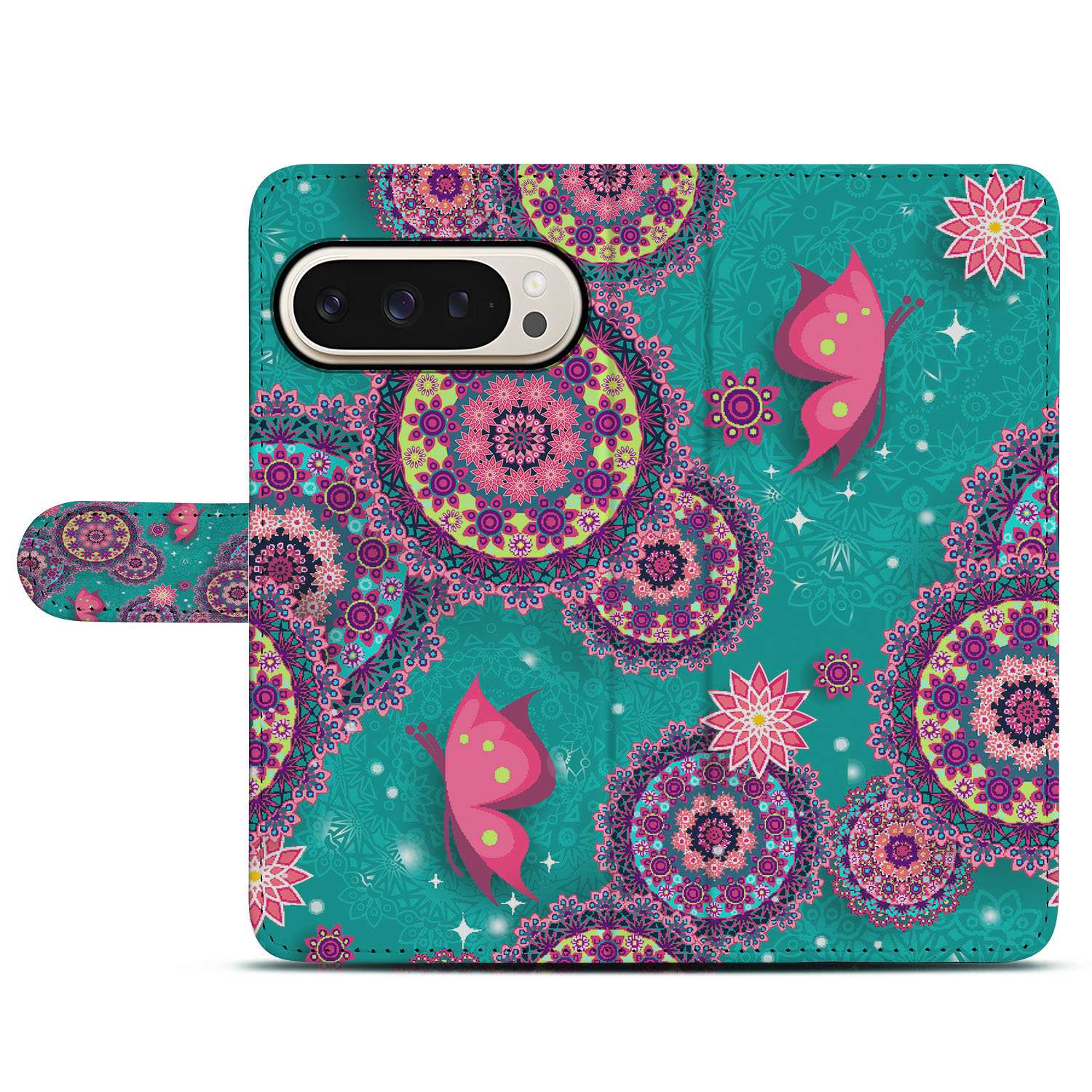 Bookstyle Google Pixel 10 Pro | Book Case Cirkel Vlinder voorkant