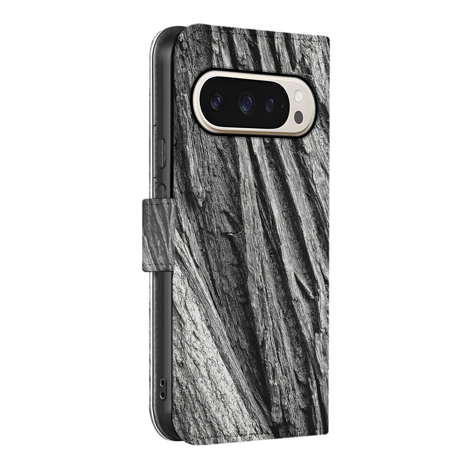 Boomschors Google Pixel 10 | 10 Pro | Book Case telefoonhoesje grijs rustiek aanzicht