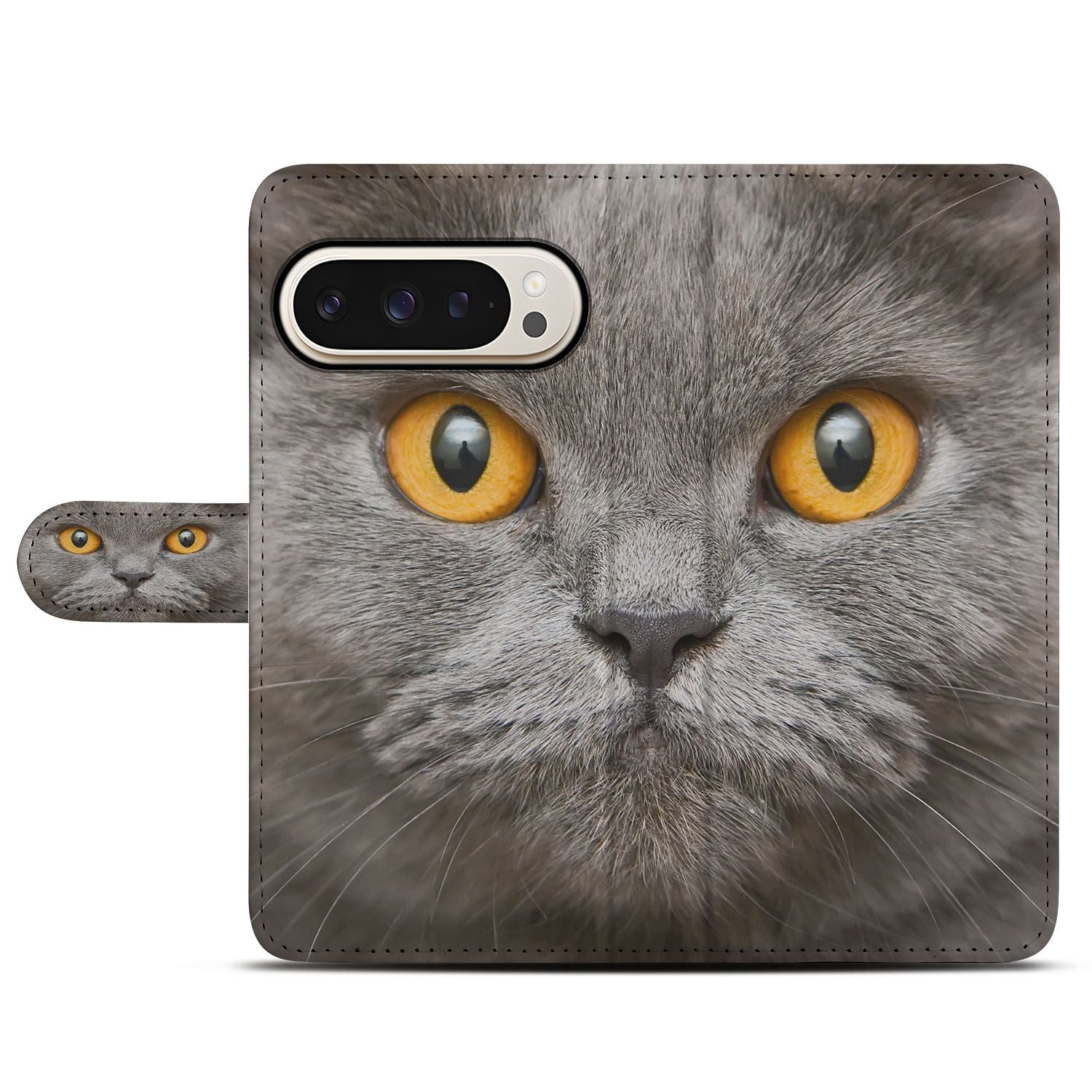 Britse Korthaar Google Pixel 10 | 10 Pro | Book Case kattenprint voorzijde