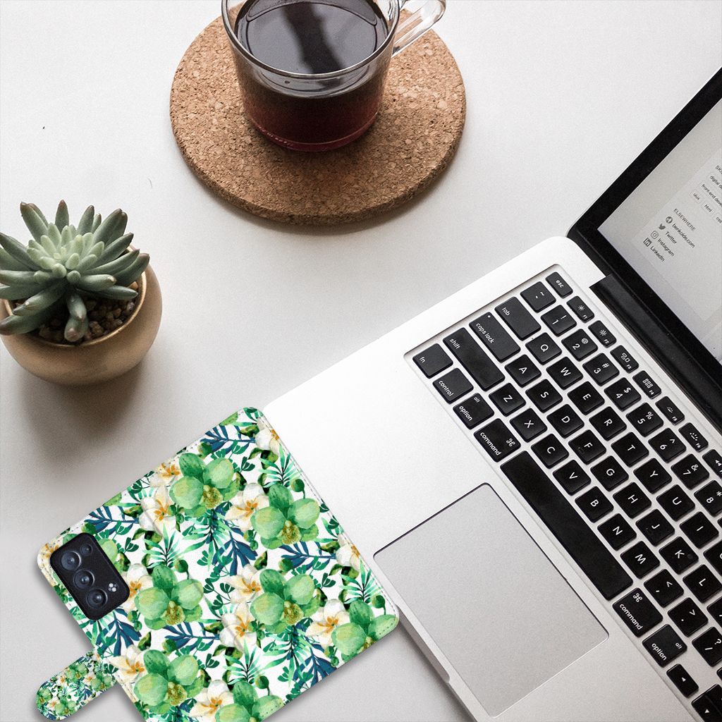 OPPO Reno 6 Pro Plus 5G Hoesje Orchidee Groen
