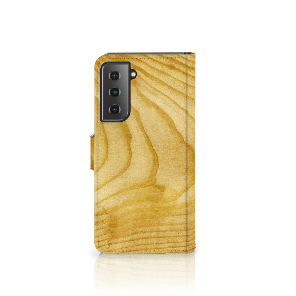 Samsung Galaxy S21 Book Style Case Licht Hout