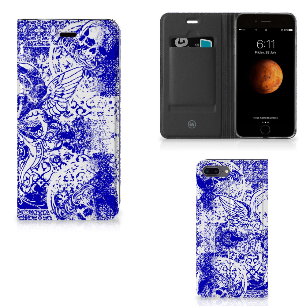 Mobiel BookCase Apple iPhone 7 Plus | 8 Plus Angel Skull Blauw